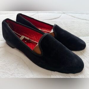 VINTAGE $595 Carroll Co Beverly Hills Black Velvet Smoking Slippers Loafers 11.5